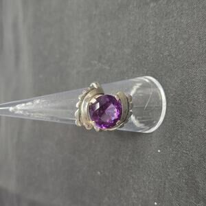 J Sotelo Amethyst Sterling Silver Mexican Artist Statement Ring Size 7.5